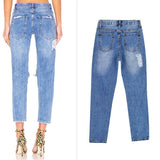 Blue Ripped Knee! Light Blue Ripped Jeans, Denim, Bottoms, Women Jeans, Femme Bottoms, Pants Trousers-TownTiger