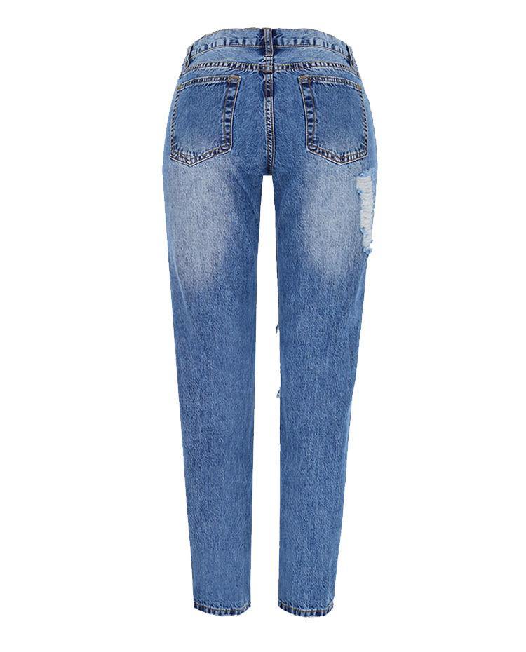 Blue Ripped Knee! Light Blue Ripped Jeans, Denim, Bottoms, Women Jeans, Femme Bottoms, Pants Trousers-TownTiger