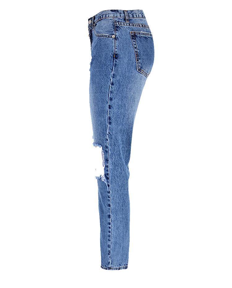 Blue Ripped Knee! Light Blue Ripped Jeans, Denim, Bottoms, Women Jeans, Femme Bottoms, Pants Trousers-TownTiger