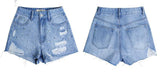 Blue Shorts Beads! Blue Jeans, Ripped Denim Hot Pants with Beads, Bottoms,Femme Bottoms - Bohedian.Shop