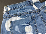 Blue Shorts Hearts!Blue Jeans,Printed Denim Hot Pants, Bottoms,Femme Bottoms - Bohedian.Shop