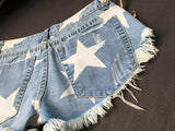 Blue Shorts Stars!Blue Jeans,Printed Denim Hot Pants, Bottoms,Femme Bottoms - Bohedian.Shop