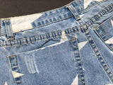 Blue Shorts Stars!Blue Jeans,Printed Denim Hot Pants, Bottoms,Femme Bottoms - Bohedian.Shop