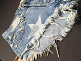 Blue Shorts Stars!Blue Jeans,Printed Denim Hot Pants, Bottoms,Femme Bottoms - Bohedian.Shop