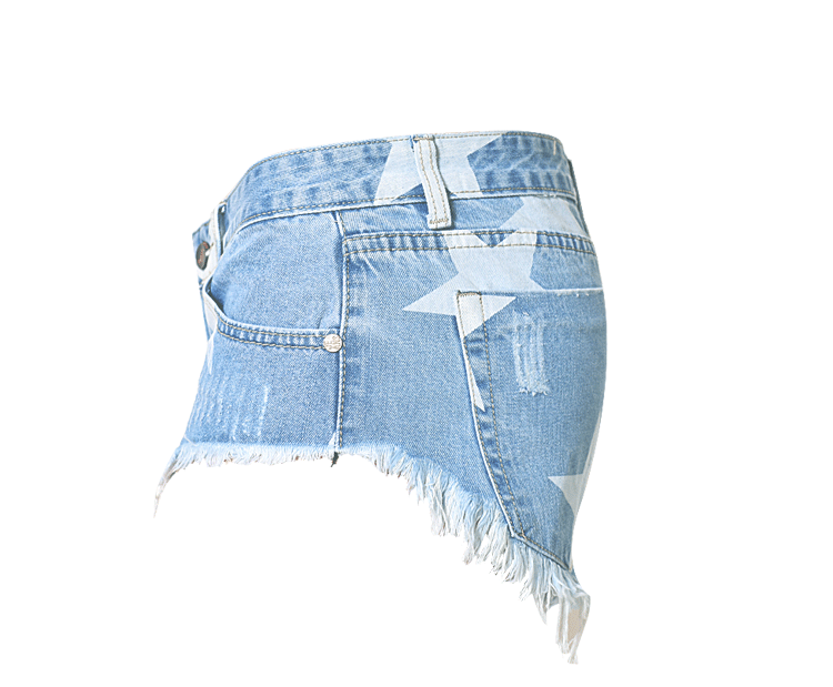 Blue Shorts Stars!Blue Jeans,Printed Denim Hot Pants, Bottoms,Femme Bottoms - Bohedian.Shop