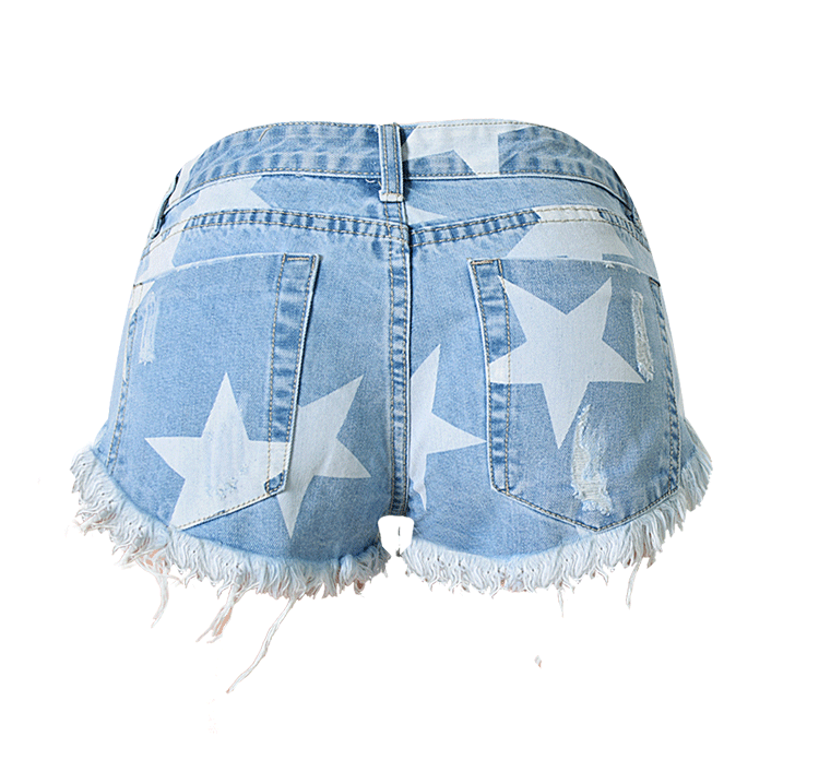 Blue Shorts Stars!Blue Jeans,Printed Denim Hot Pants, Bottoms,Femme Bottoms - Bohedian.Shop