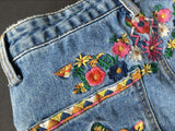 Boho Floral Embroidery!Blue Jeans, Denim, Bottoms, Women Jeans, Femme Bottoms, Hot Pants - Bohedian.Shop