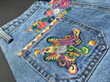 Boho Floral Embroidery!Blue Jeans, Denim, Bottoms, Women Jeans, Femme Bottoms, Hot Pants - Bohedian.Shop