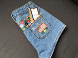 Boho Floral Embroidery!Blue Jeans, Denim, Bottoms, Women Jeans, Femme Bottoms, Hot Pants - Bohedian.Shop