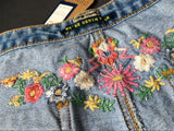 Boho Floral Embroidery!Blue Jeans, Denim, Bottoms, Women Jeans, Femme Bottoms, Hot Pants - Bohedian.Shop