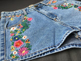 Boho Floral Embroidery!Blue Jeans, Denim, Bottoms, Women Jeans, Femme Bottoms, Hot Pants - Bohedian.Shop