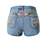 Boho Floral Embroidery!Blue Jeans, Denim, Bottoms, Women Jeans, Femme Bottoms, Hot Pants - Bohedian.Shop