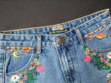 Boho Floral Embroidery!Blue Jeans, Denim, Bottoms, Women Jeans, Femme Bottoms, Hot Pants - Bohedian.Shop