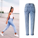 Boy Friend!Blue Jeans, Straight Leg Denim, Bottoms, Women Jeans, Femme Bottoms, Pants Trousers-TownTiger