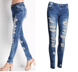 Classic Ripped!Blue Jeans, Denim, Bottoms, Women Jeans, Femme Bottoms, Pants Trousers-TownTiger