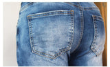 Classic Ripped!Blue Jeans, Denim, Bottoms, Women Jeans, Femme Bottoms, Pants Trousers-TownTiger