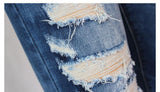 Classic Ripped!Blue Jeans, Denim, Bottoms, Women Jeans, Femme Bottoms, Pants Trousers-TownTiger