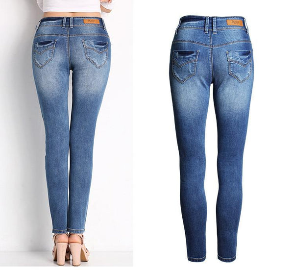 Classic Slim!Skinny Blue Jeans, Denim, Bottoms, Women Jeans, Femme Bottoms, Pants - Bohedian.Shop