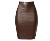 Coffee Faux Leather Skirt! PU leather,Motorcycle, Hip-Hugger, Women Jeans, Skirt-TownTiger