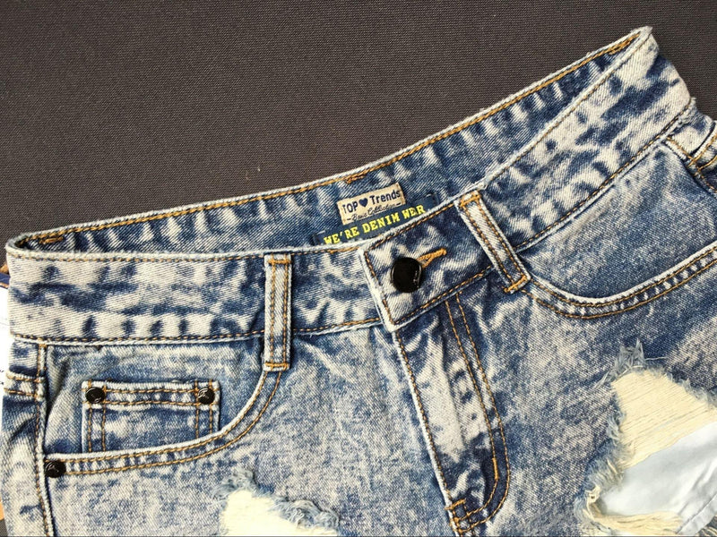 Completely Ripped!Blue Jeans Shorts, Denim, Bottoms, Women Jeans, Femme Bottoms, Hot Pants - Bohedian.Shop