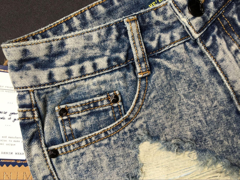 Completely Ripped!Blue Jeans Shorts, Denim, Bottoms, Women Jeans, Femme Bottoms, Hot Pants - Bohedian.Shop