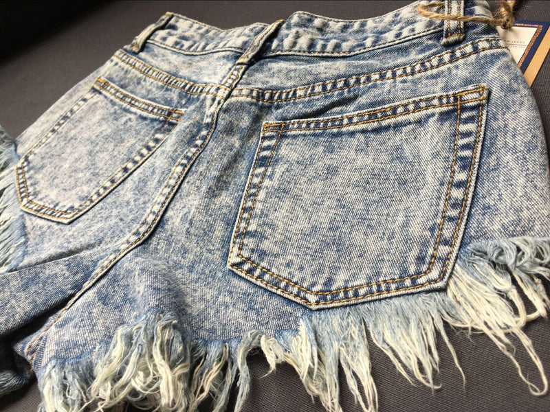 Completely Ripped!Blue Jeans Shorts, Denim, Bottoms, Women Jeans, Femme Bottoms, Hot Pants - Bohedian.Shop