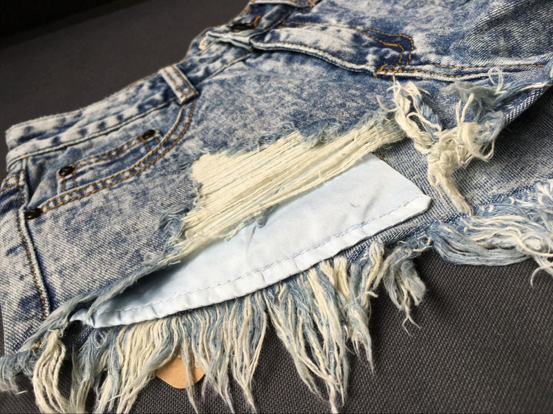 Completely Ripped!Blue Jeans Shorts, Denim, Bottoms, Women Jeans, Femme Bottoms, Hot Pants - Bohedian.Shop