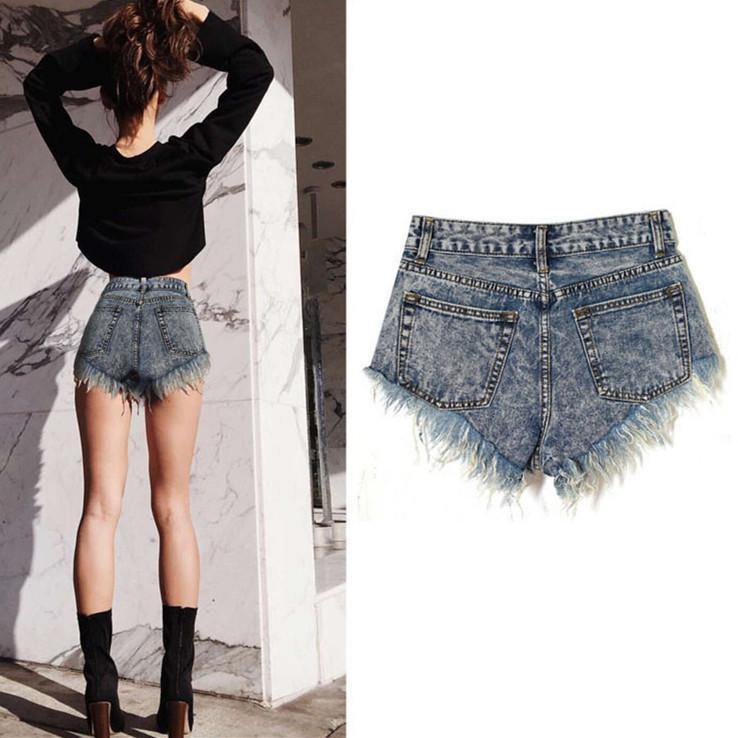 Completely Ripped!Blue Jeans Shorts, Denim, Bottoms, Women Jeans, Femme Bottoms, Hot Pants - Bohedian.Shop