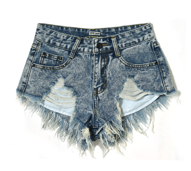 Completely Ripped!Blue Jeans Shorts, Denim, Bottoms, Women Jeans, Femme Bottoms, Hot Pants - Bohedian.Shop