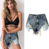 Completely Ripped!Blue Jeans Shorts, Denim, Bottoms, Women Jeans, Femme Bottoms, Hot Pants - Bohedian.Shop