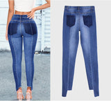 Cropped!Blue Skinny Jeans, Denim, Bottoms, Women Jeans, Femme Bottoms, Pants Trousers - Bohedian.Shop