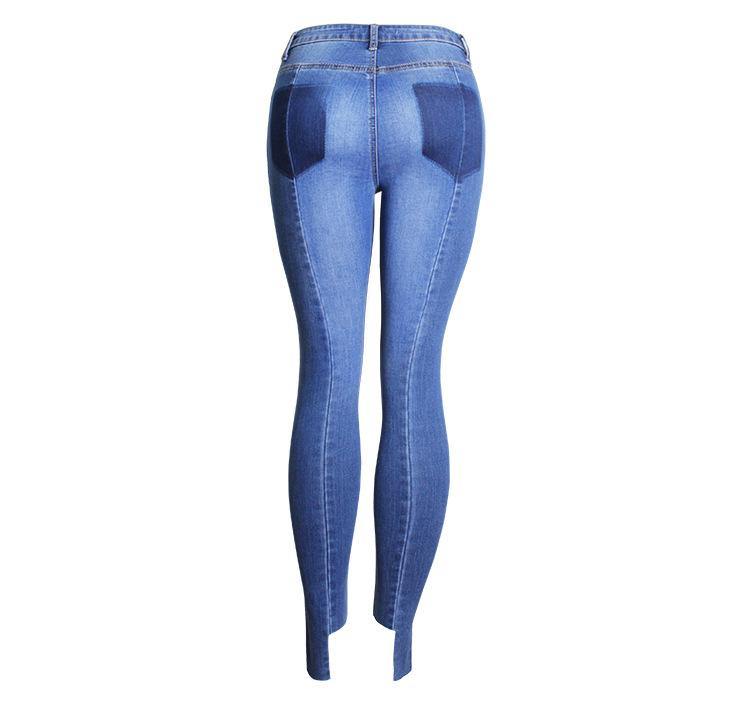 Cropped!Blue Skinny Jeans, Denim, Bottoms, Women Jeans, Femme Bottoms, Pants Trousers - Bohedian.Shop