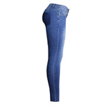 Cropped!Blue Skinny Jeans, Denim, Bottoms, Women Jeans, Femme Bottoms, Pants Trousers - Bohedian.Shop