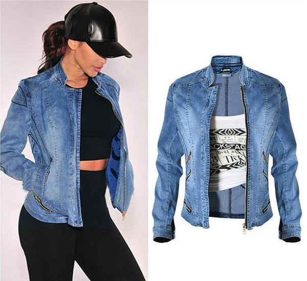 Denim Baseball Jacket!Jeans Top, Denim Jacket, Women Jacket Zipper, Femme, Shirts - Bohedian.Shop