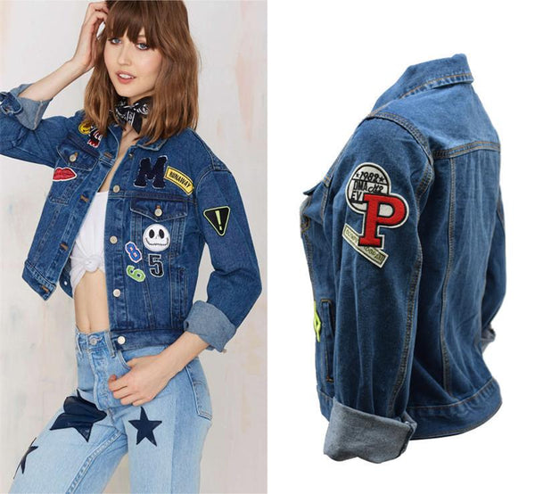 Denim Jacket with Applique ! Jeans Tops, Denim Jacket, Women Jacket Zipper, Femme, Shirts - Bohedian.Shop