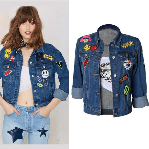 Denim Jacket with Applique ! Jeans Tops, Denim Jacket, Women Jacket Zipper, Femme, Shirts - Bohedian.Shop