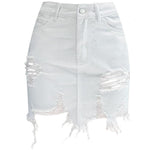 Denim Skirt Ripped! White Jeans, Denim, Hip-Hugger, Women Jeans, Femme Bottoms-TownTiger