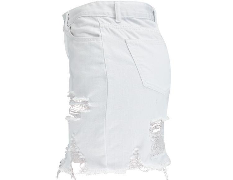 Denim Skirt Ripped! White Jeans, Denim, Hip-Hugger, Women Jeans, Femme Bottoms-TownTiger