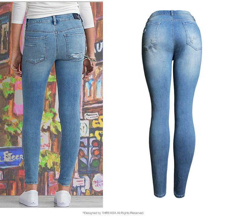 Double Ripped!Blue Jeans, Denim, Bottoms, Women Jeans, Femme Bottoms, Pants Trousers - Bohedian.Shop