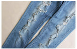 Double Ripped!Blue Jeans, Denim, Bottoms, Women Jeans, Femme Bottoms, Pants Trousers - Bohedian.Shop