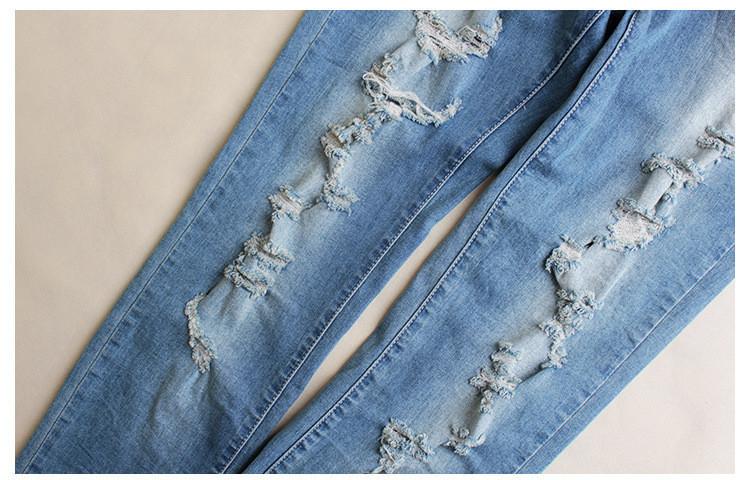 Double Ripped!Blue Jeans, Denim, Bottoms, Women Jeans, Femme Bottoms, Pants Trousers - Bohedian.Shop