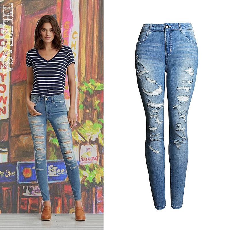 Double Ripped!Blue Jeans, Denim, Bottoms, Women Jeans, Femme Bottoms, Pants Trousers - Bohedian.Shop