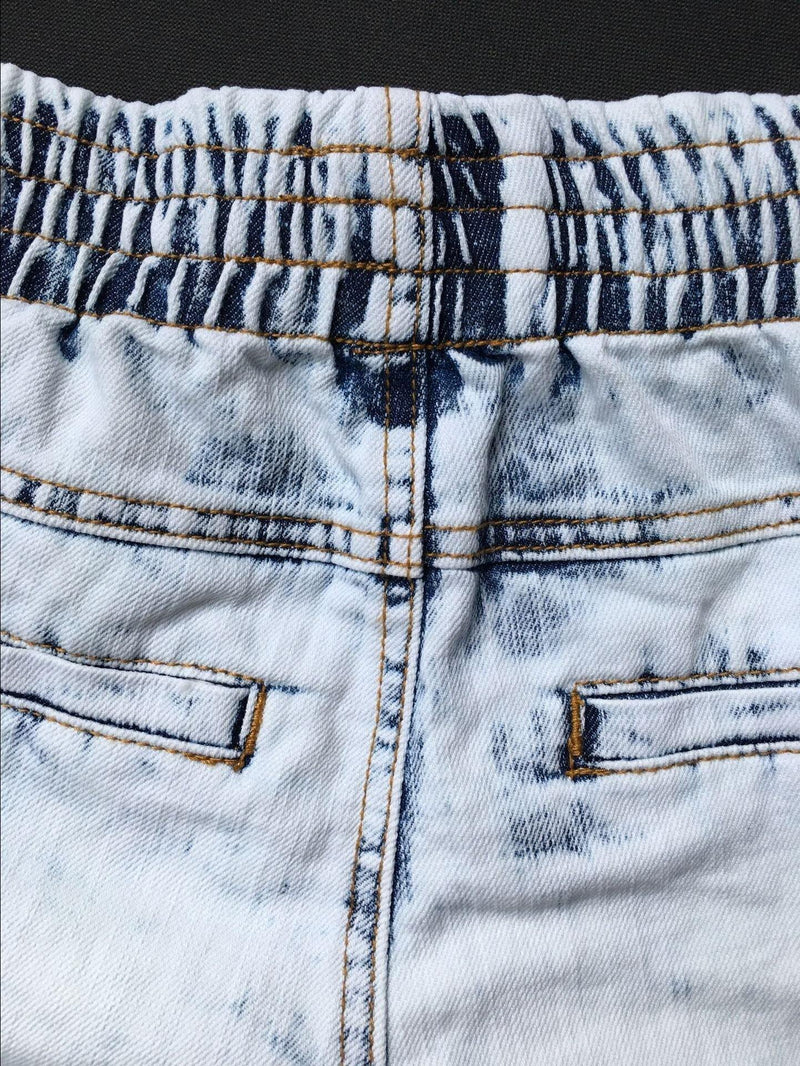 Elastic Band!Blue Jeans Shorts, Denim, Bottoms, Women Jeans, Femme Bottoms, Hot Pants-TownTiger