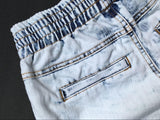 Elastic Band!Blue Jeans Shorts, Denim, Bottoms, Women Jeans, Femme Bottoms, Hot Pants-TownTiger