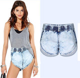 Elastic Band!Blue Jeans Shorts, Denim, Bottoms, Women Jeans, Femme Bottoms, Hot Pants-TownTiger