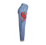 Embroidery!Straight Leg Blue Jeans, Denim, Bottoms, Women Jeans, Femme Bottoms - Bohedian.Shop