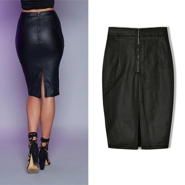 Faux Leather Skirt! PU leather,Motorcycle, Hip-Hugger, Women Jeans, Femme Bottoms, Skirt - Bohedian.Shop