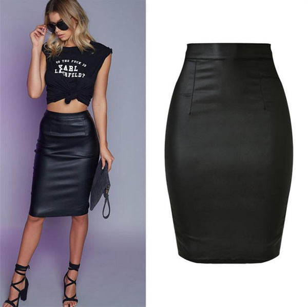 Faux Leather Skirt! PU leather,Motorcycle, Hip-Hugger, Women Jeans, Femme Bottoms, Skirt - Bohedian.Shop