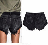 Floral! Black Ripped Shorts, Black Jeans, Ripped Denim Hot Pants, Bottoms,Femme Bottoms - Bohedian.Shop