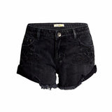 Floral! Black Ripped Shorts, Black Jeans, Ripped Denim Hot Pants, Bottoms,Femme Bottoms - Bohedian.Shop